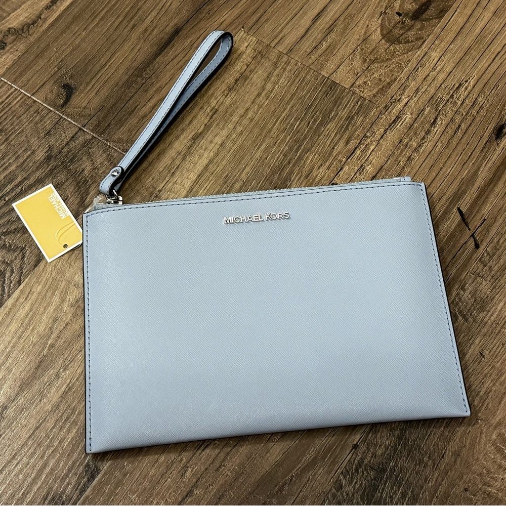 Michael Kors Jet Set Travel XL Zip Clutch Wristlet Leather New